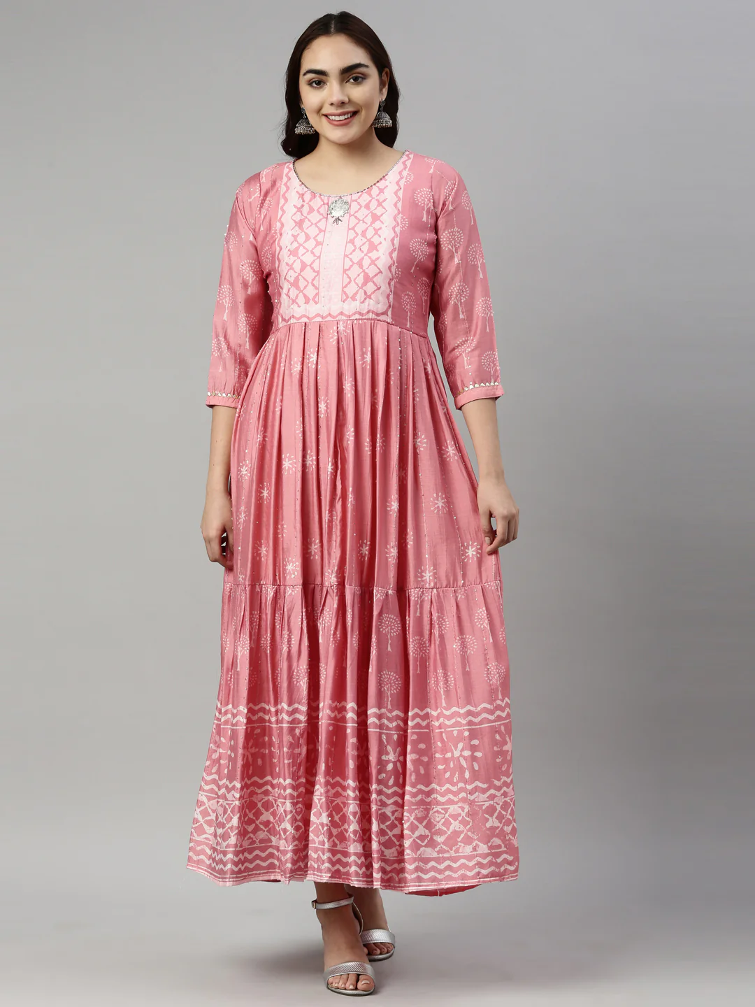 Neerus Pink Color Model Fabric Kurta