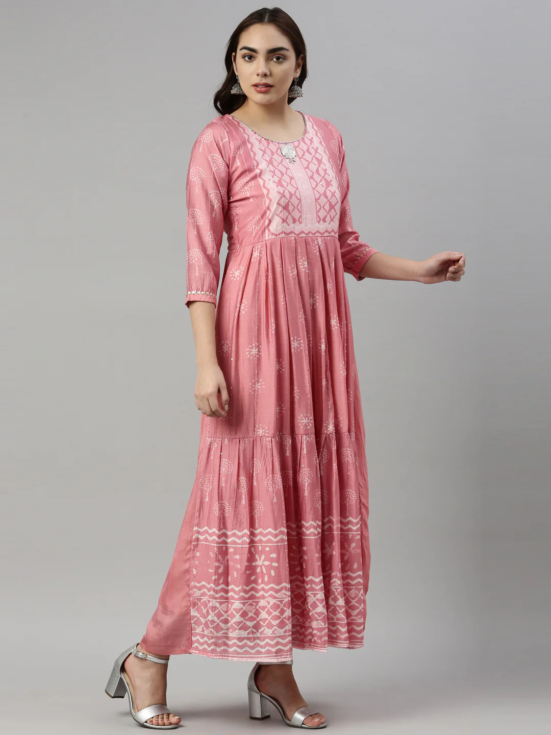 Neerus Pink Color Model Fabric Kurta - Image 4