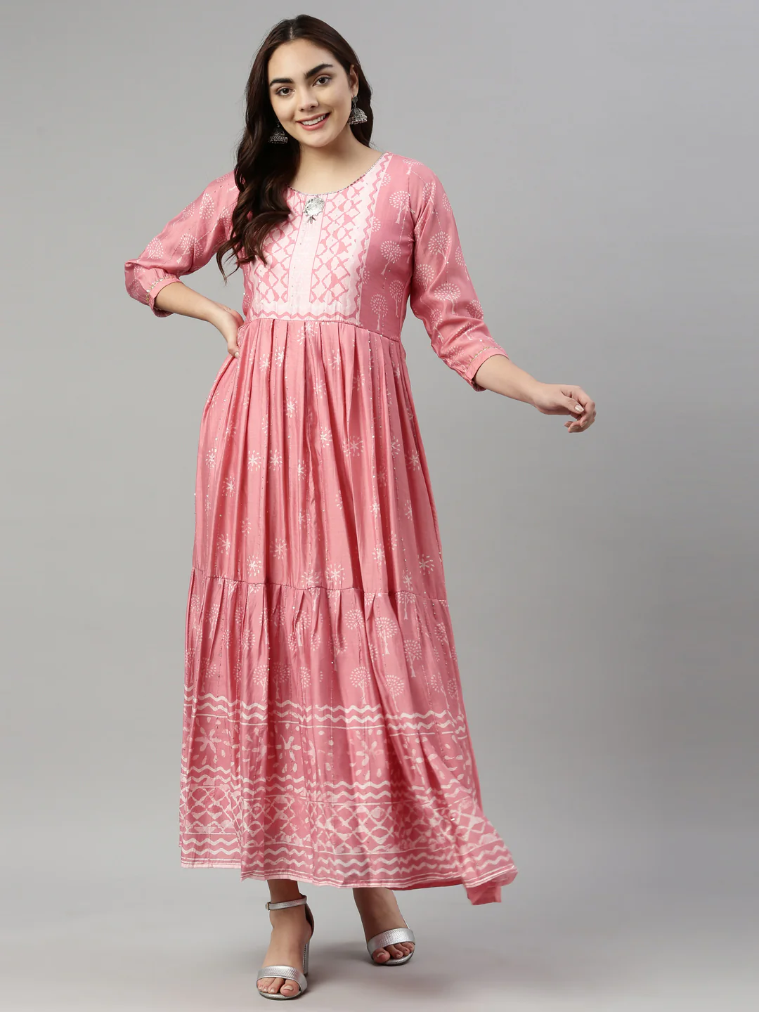 Neerus Pink Color Model Fabric Kurta - Image 6