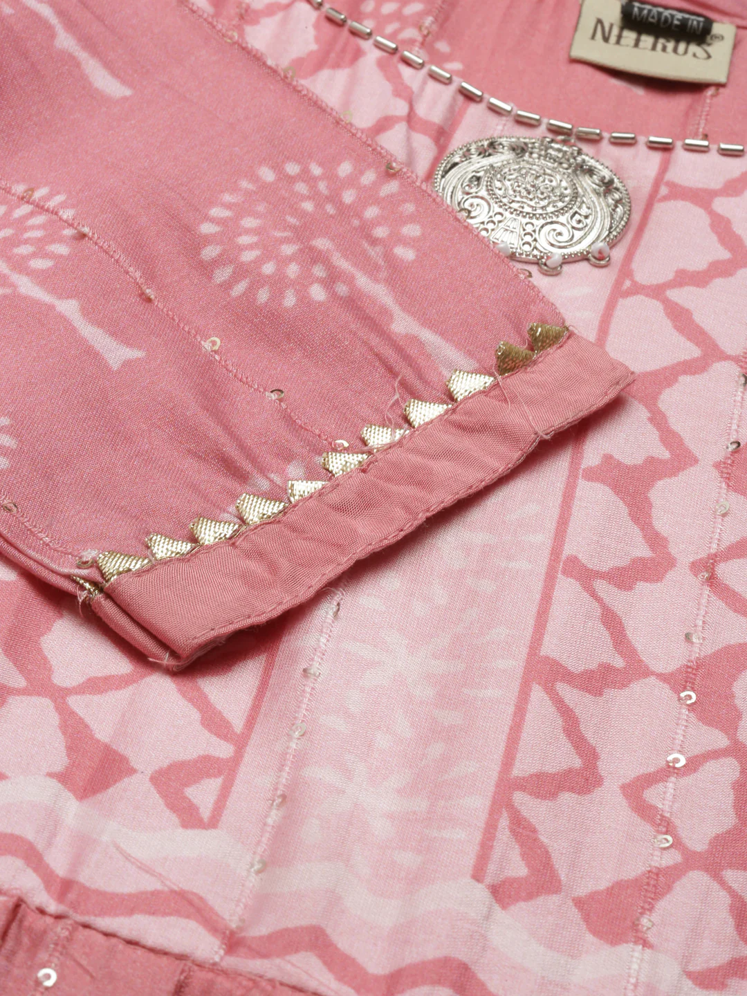 Neerus Pink Color Model Fabric Kurta - Image 7