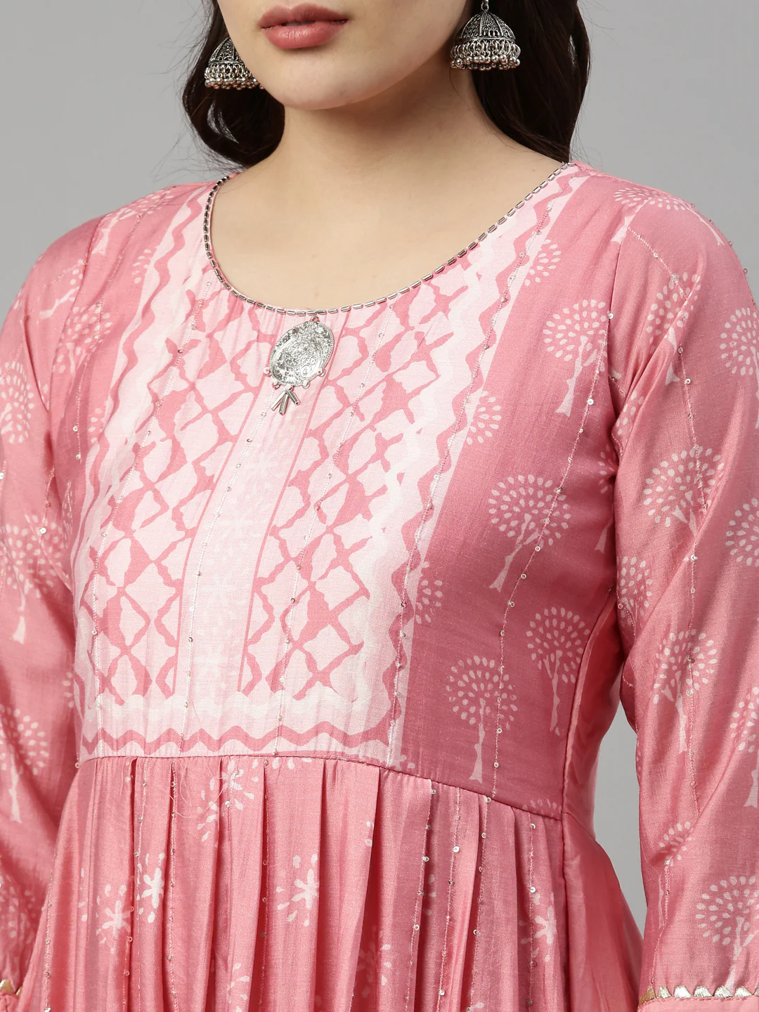 Neerus Pink Color Model Fabric Kurta - Image 8