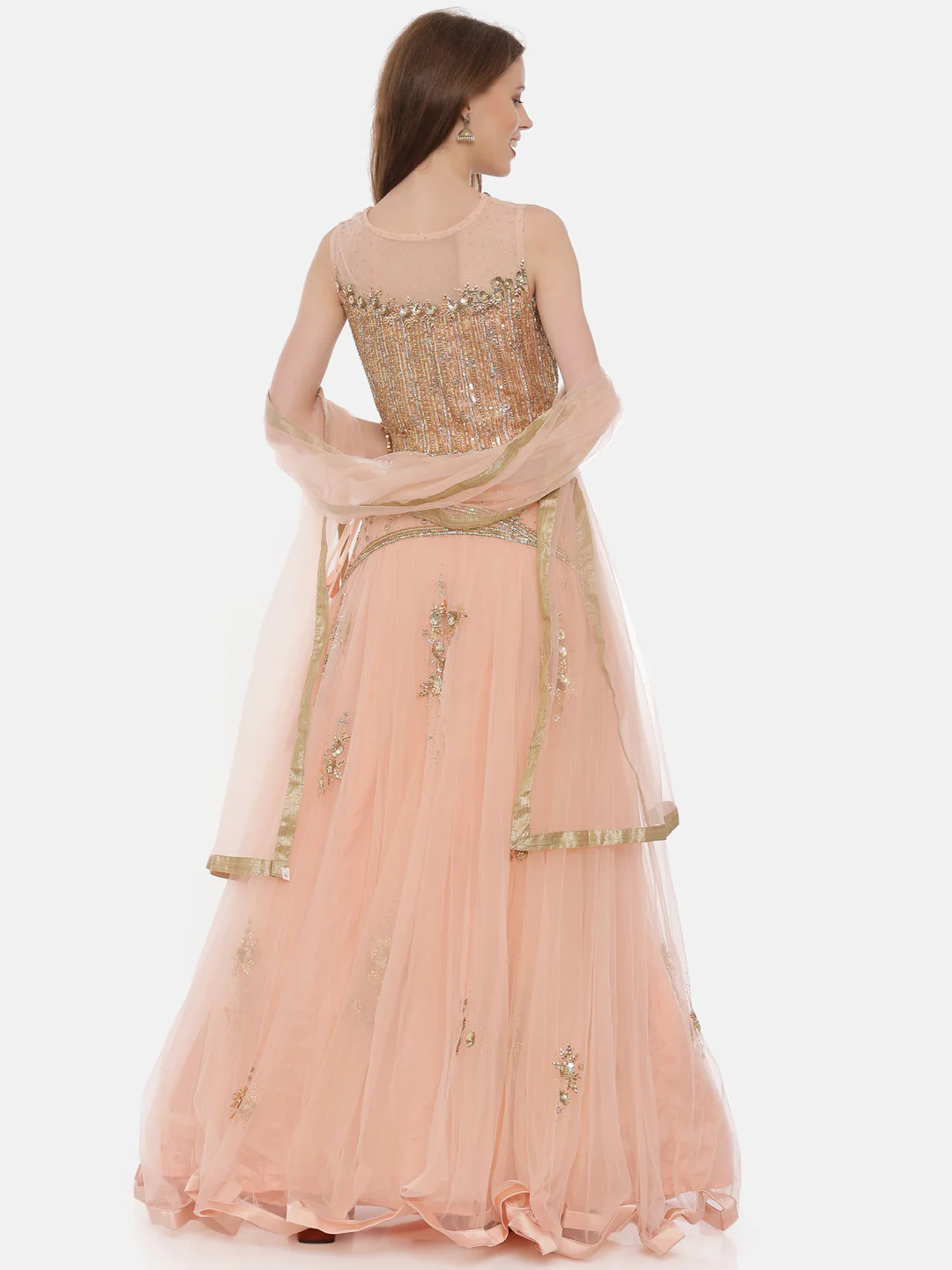 Neerus Pink Color Nett Fabric Ghagra Set - Image 6