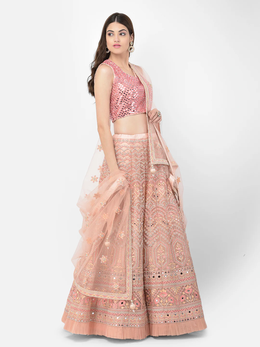 Neerus Pink Color Nett Fabric Lehenga Choli - Image 3