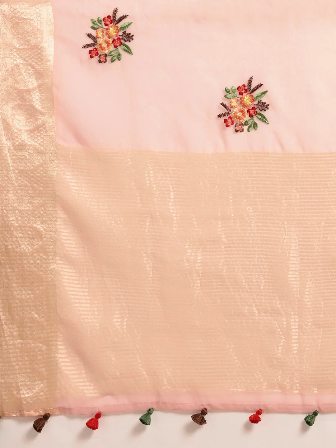Neerus Pink Color Organza Fabric Saree - Image 4