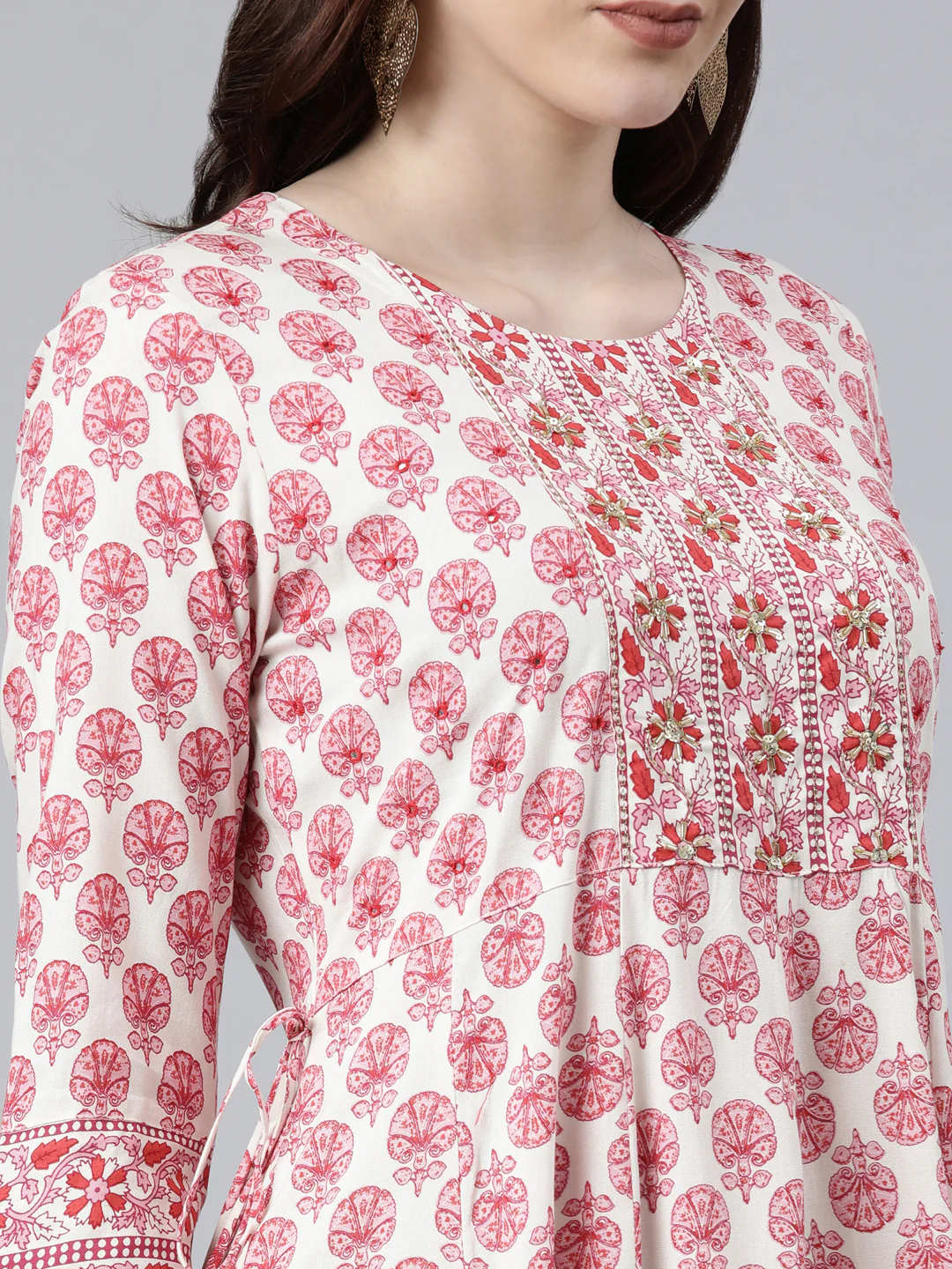 Neerus Pink Color Rayon Fabric Dress - Image 4