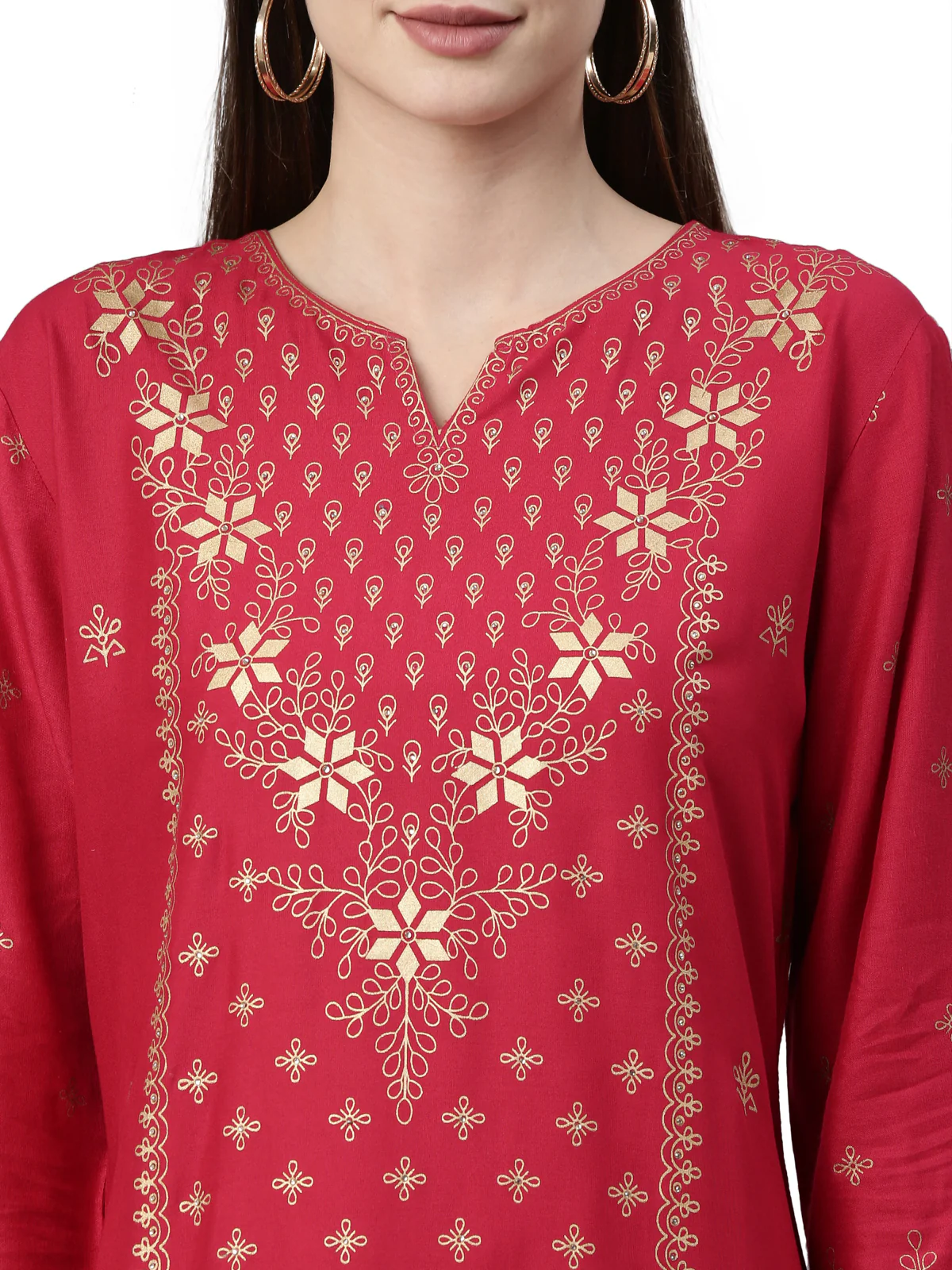 Neerus Pink Color Rayon Fabric Kurta - Image 2