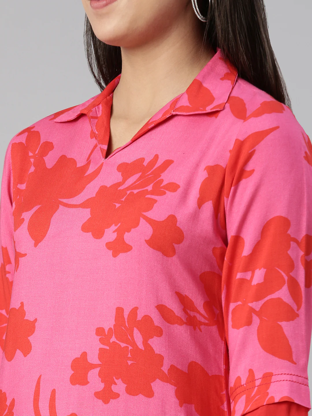 Neerus Pink Color Rayon Fabric Kurta - Image 4