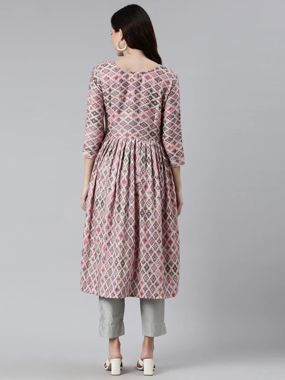 Neerus Pink Color Rayon Fabric Printed Kurta - Image 3