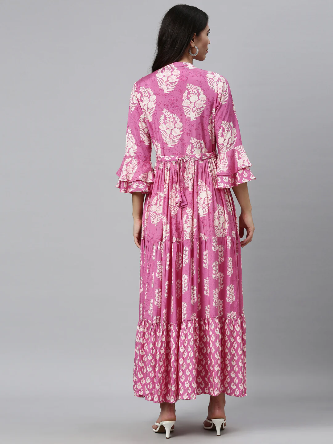 Neerus Pink Color Santoon Fabric Kurta - Image 3