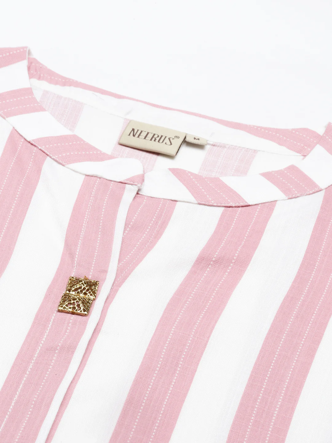 Neerus Pink Color Slub Rayon Fabric Kurta - Image 2