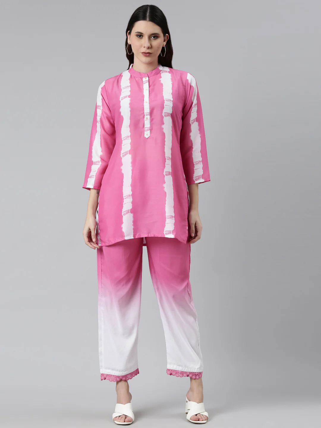 Neerus Pink Color Straight Kurta With Trouser
