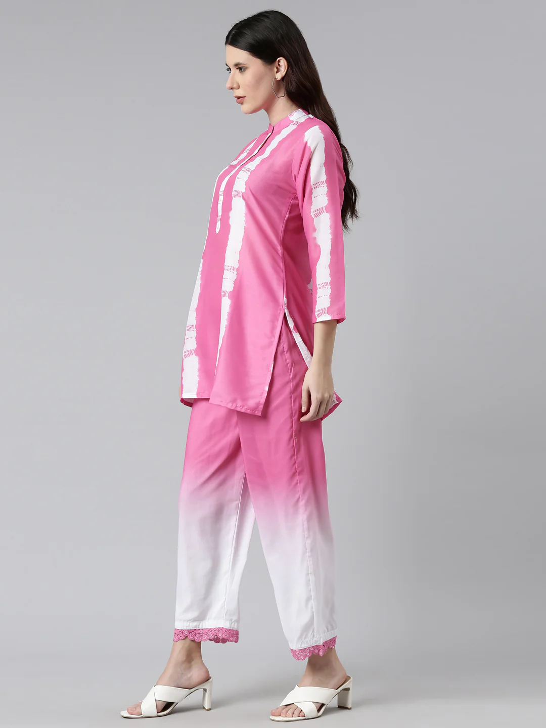 Neerus Pink Color Straight Kurta With Trouser - Image 2