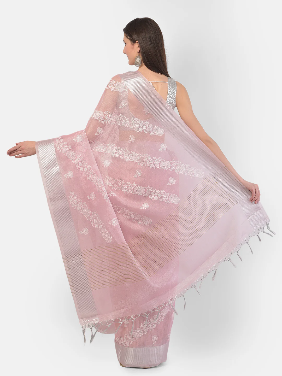 Neerus Pink Color Tissue Fabric Saree - Image 2