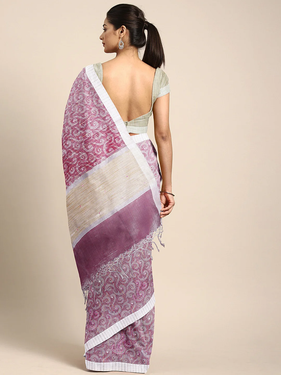 Neerus Pink Color Tissue Fabric Saree - Image 2