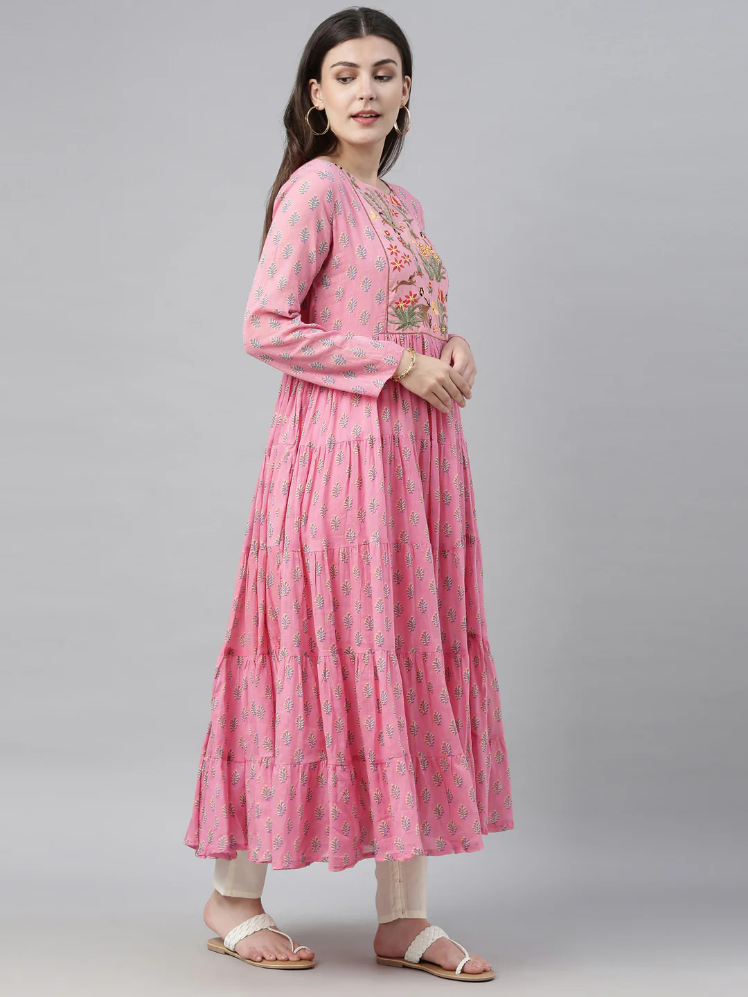 Neerus Pink Colour Cotton Fabric Tunic "48" - Image 5