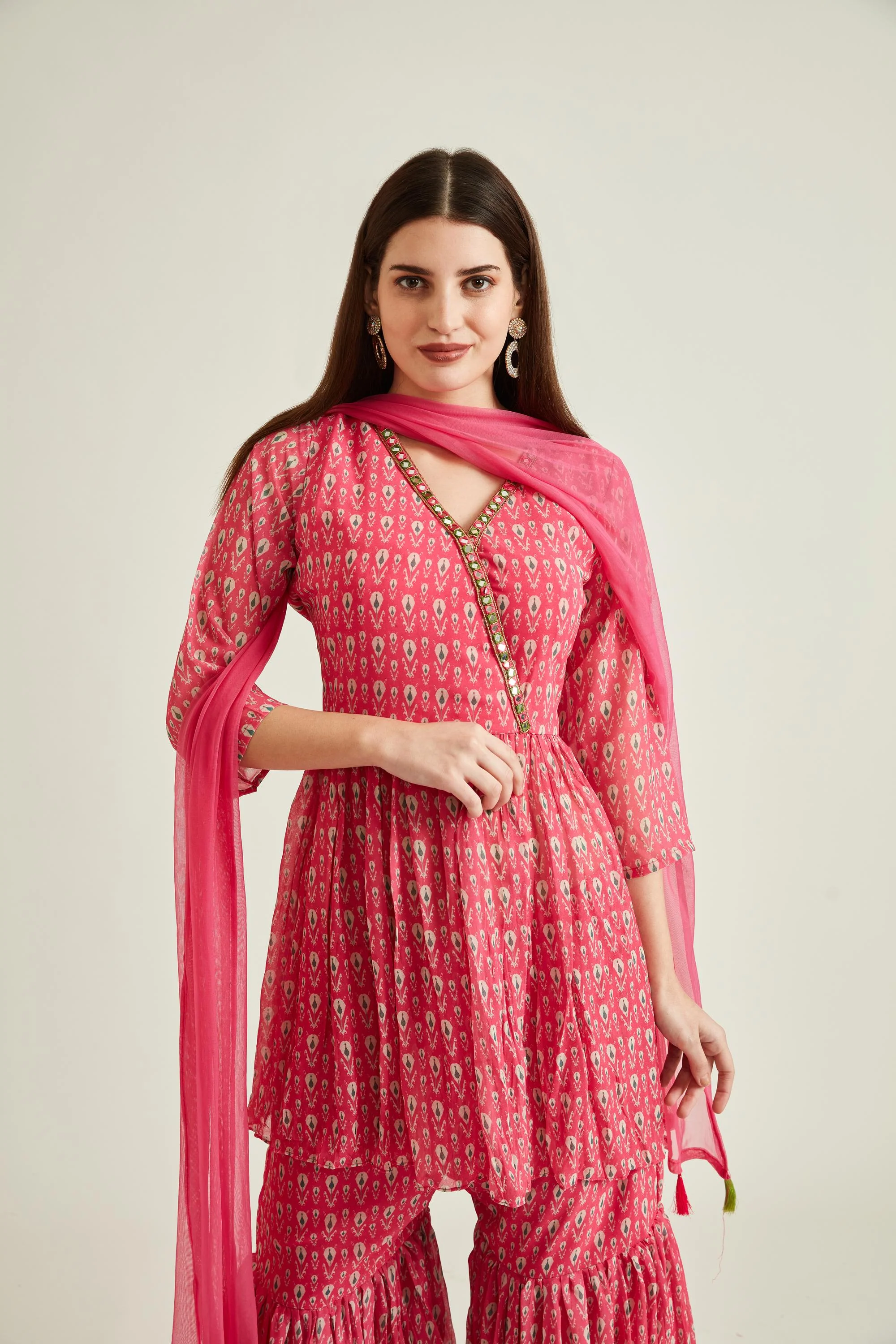 Neerus Pink Colour Georgette Fabric Suit - Image 3