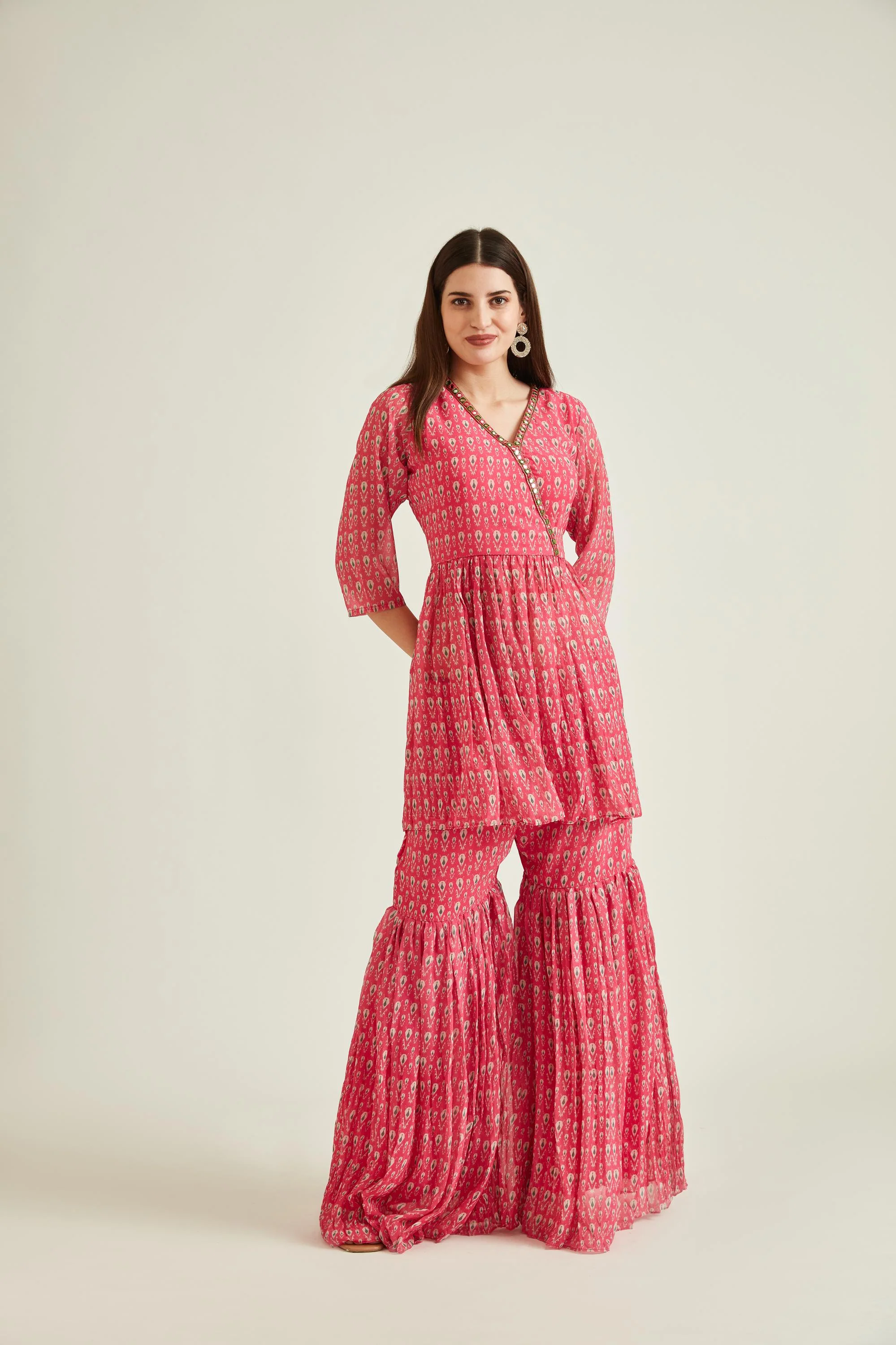 Neerus Pink Colour Georgette Fabric Suit - Image 4