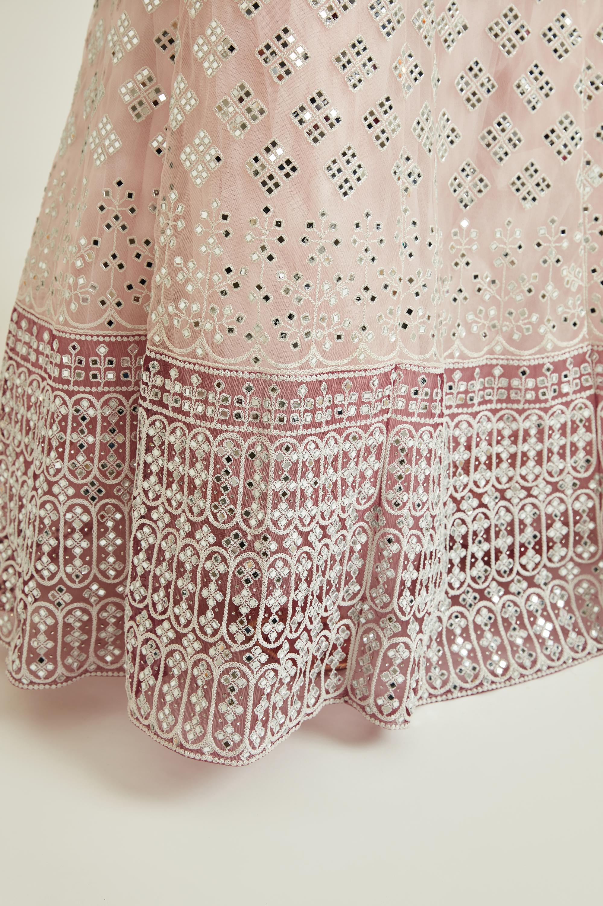 Neerus Pink Colour Nett Fabric Ghagra Set - Image 6