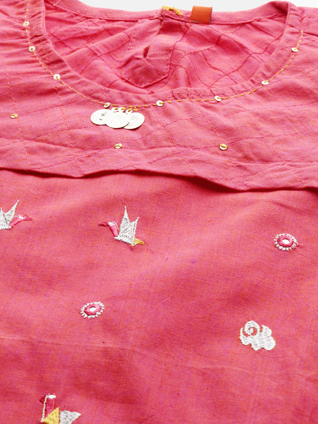 Neerus Pink Embellished A Line Kurta - Image 2