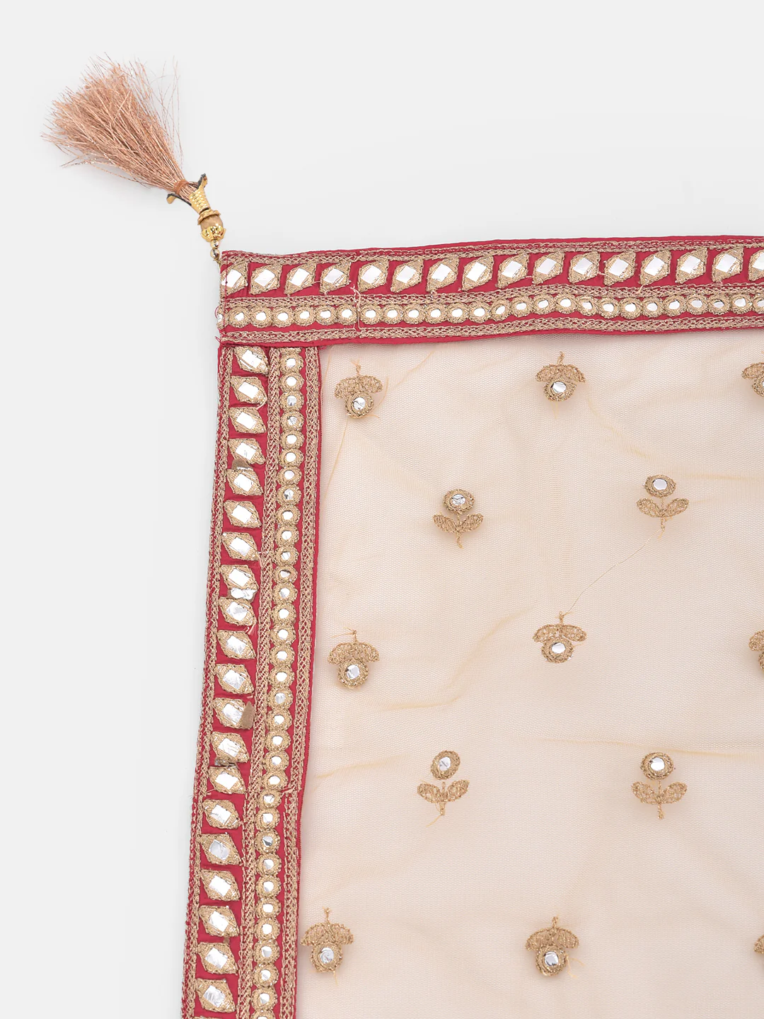 Neerus Pink Embellished Kurti With Skirt & Dupatta - Image 5