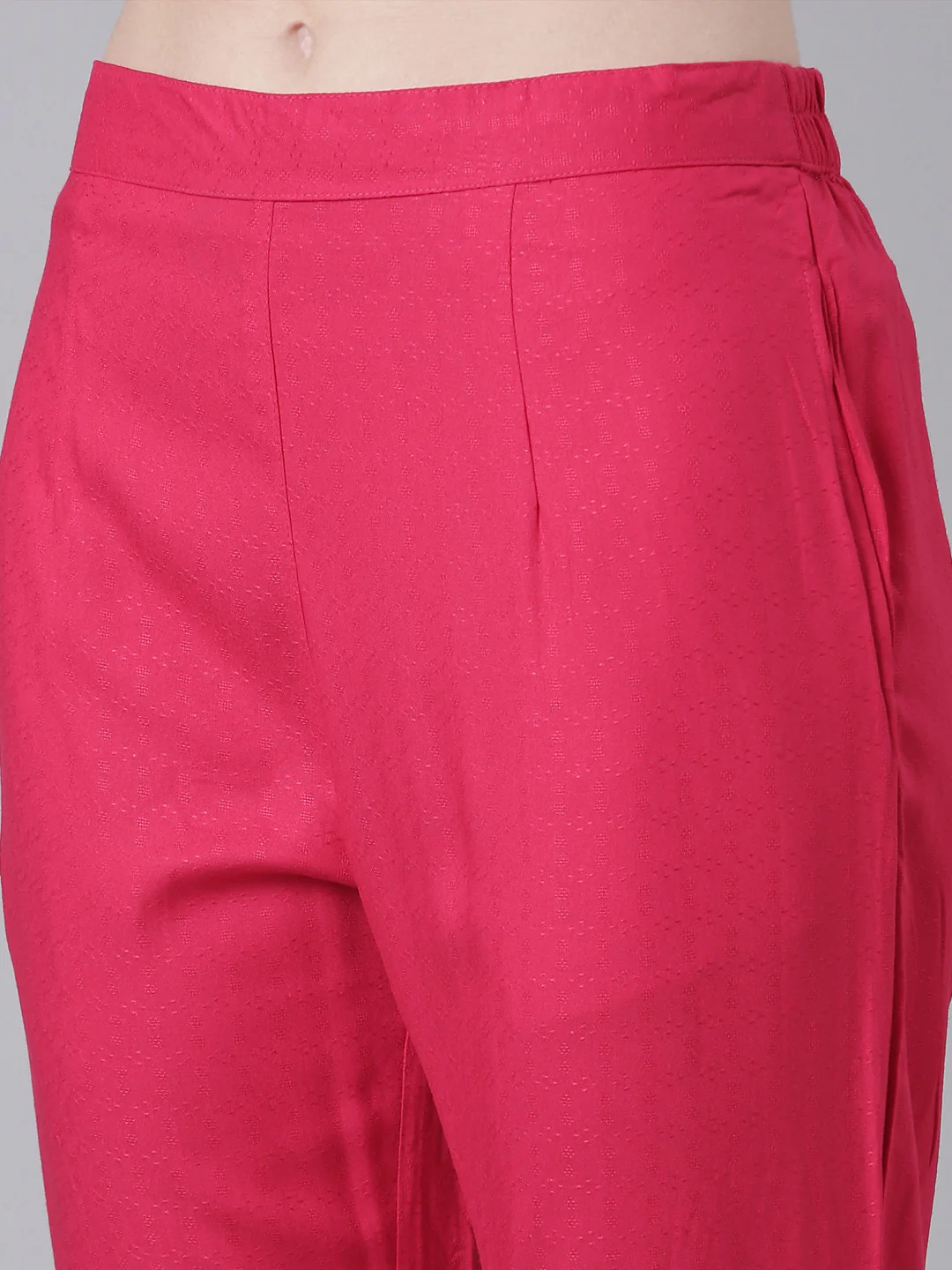 Neerus Pink Embroidered Straight Kurta and Trousers With Dupatta - Image 6