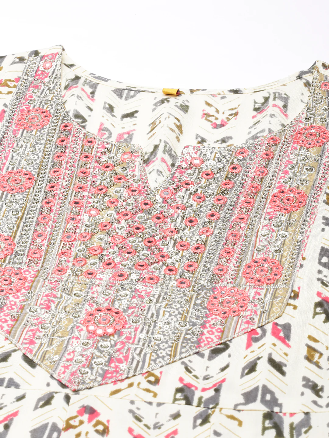 Neerus Pink Flared Casual Floral Anarkali Kurta - Image 6