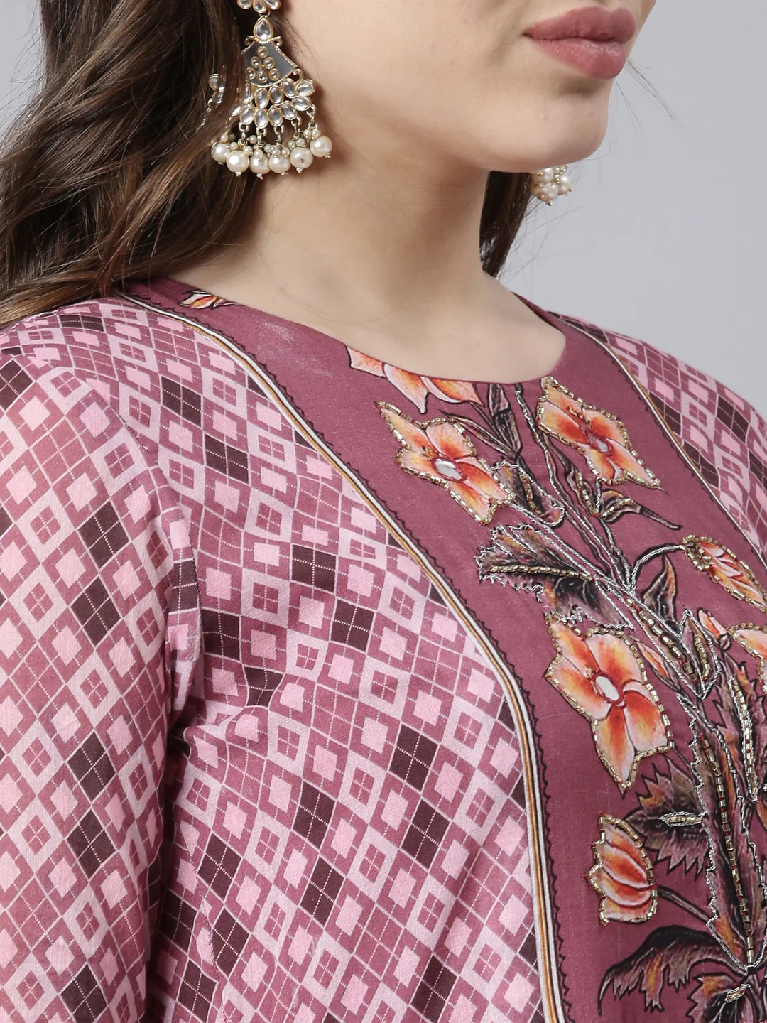 Neerus Pink Flared Casual Floral Fit and Flare Dresses - Image 4