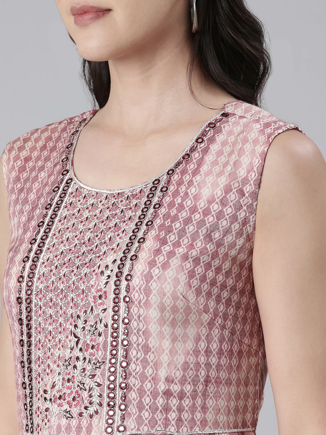 Neerus Pink Maxi Casual Printed Dresses - Image 4