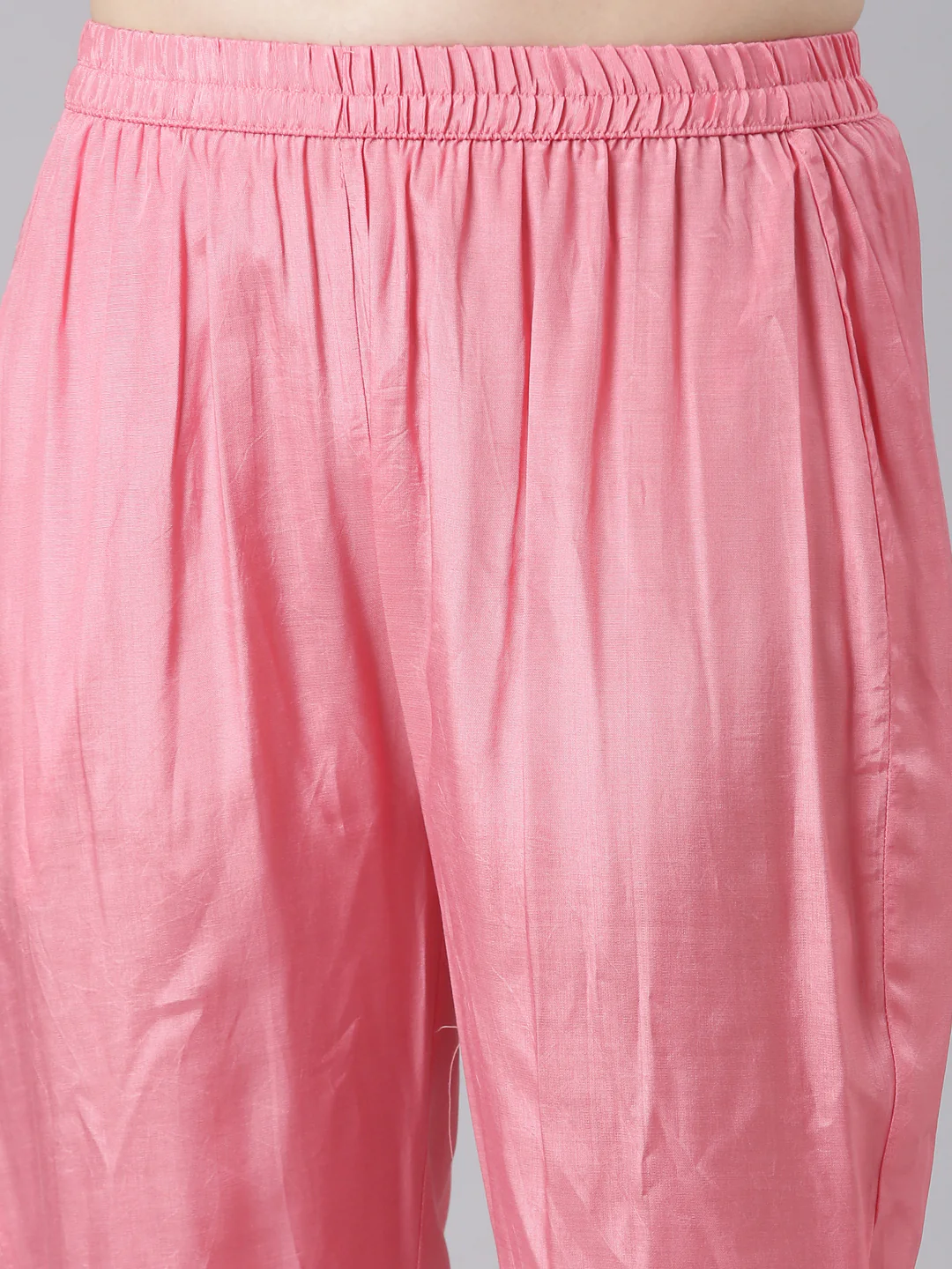 Neerus Pink Organza Straight Casual Floral Kurta and Trouser with Dupatta - Image 7