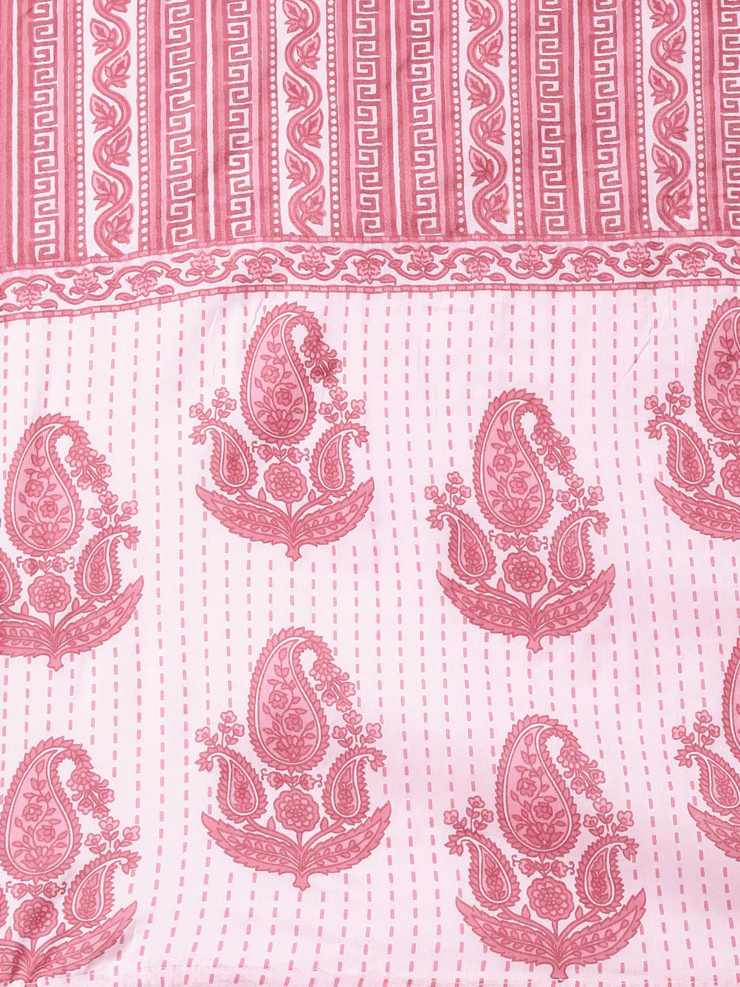 Neerus Pink Panelled Straight Printed Kurta And Trousers With Dupatta - Image 8