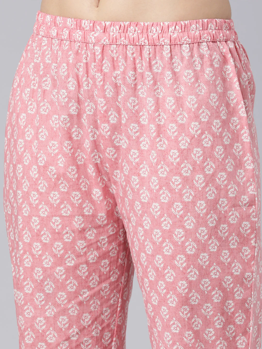 Neerus Pink Panelled Straight Printed Kurta And Trousers With Dupatta - Image 7