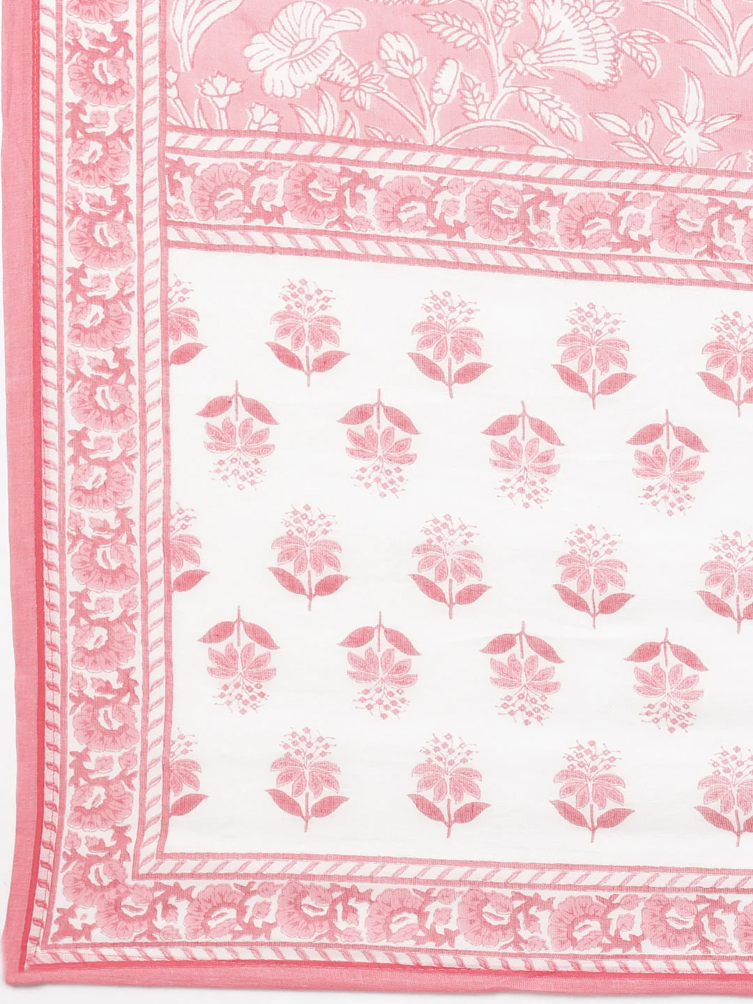 Neerus Pink Panelled Straight Printed Kurta And Trousers With Dupatta - Image 8