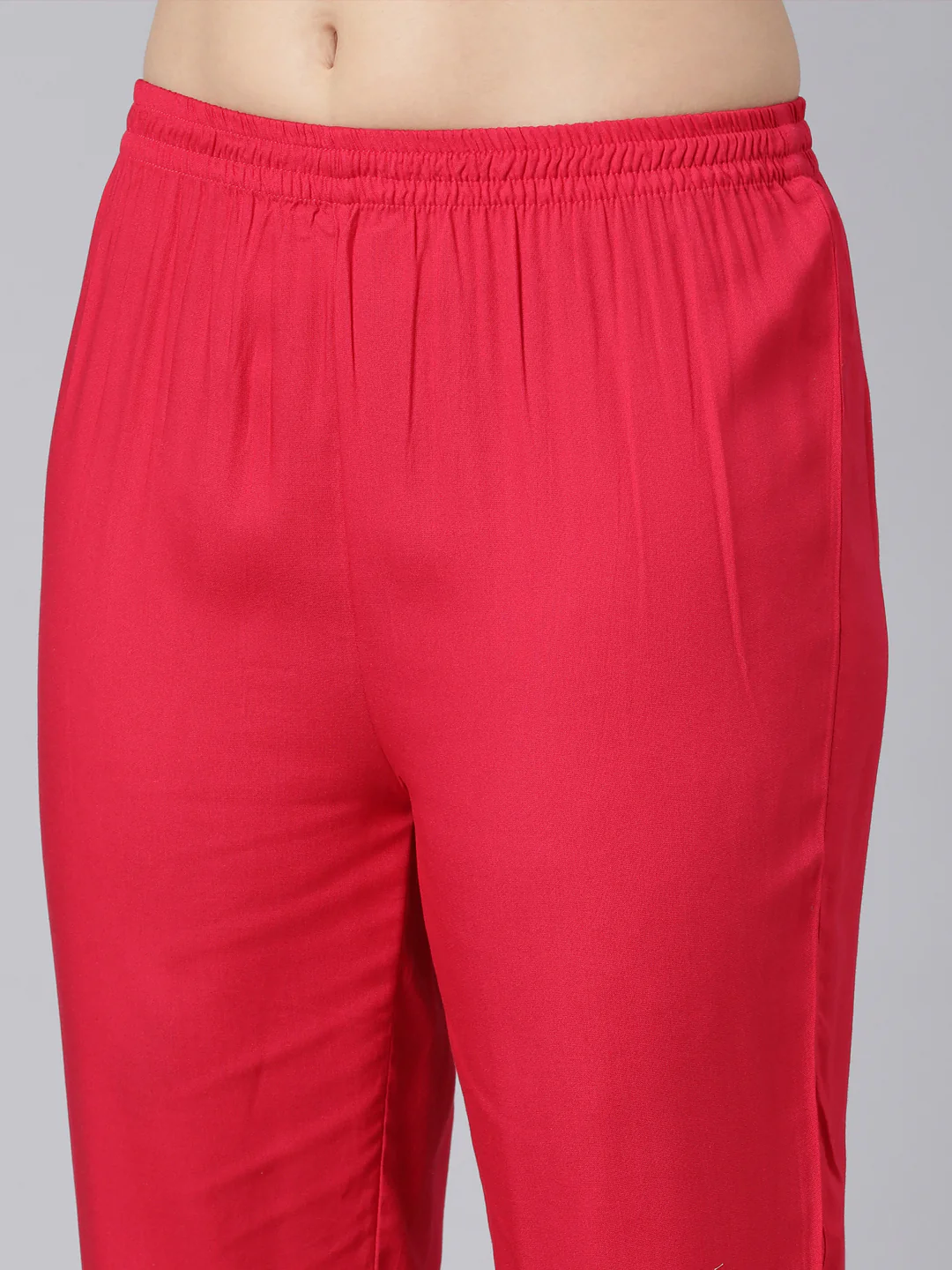 Neerus Pink Panelled Straight Yoke Design Kurta And Trousers With Dupatta - Image 6