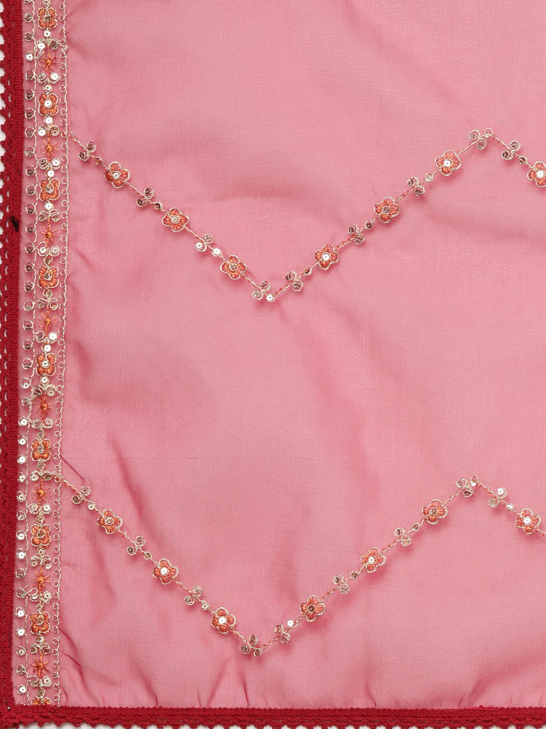 Neerus Pink Pleated Flared Bandhani Kurta And Trousers With Dupatta - Image 6