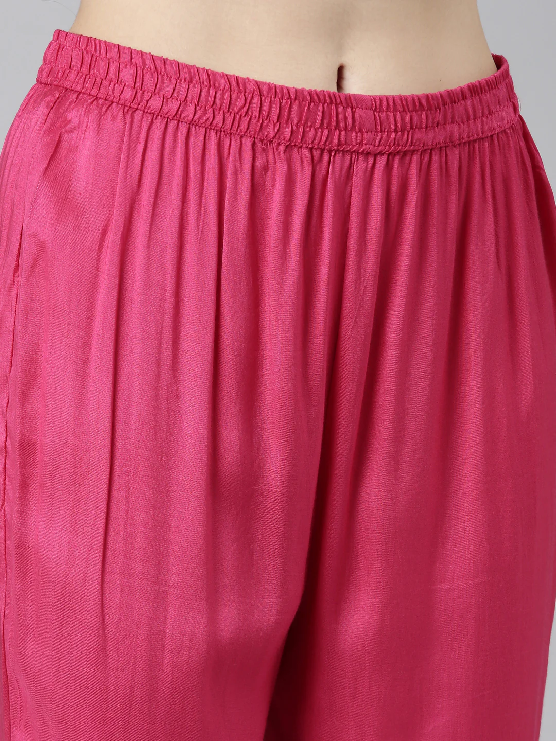 Neerus Pink Pleated Straight Floral Kurta Sets And Trousers - Image 6