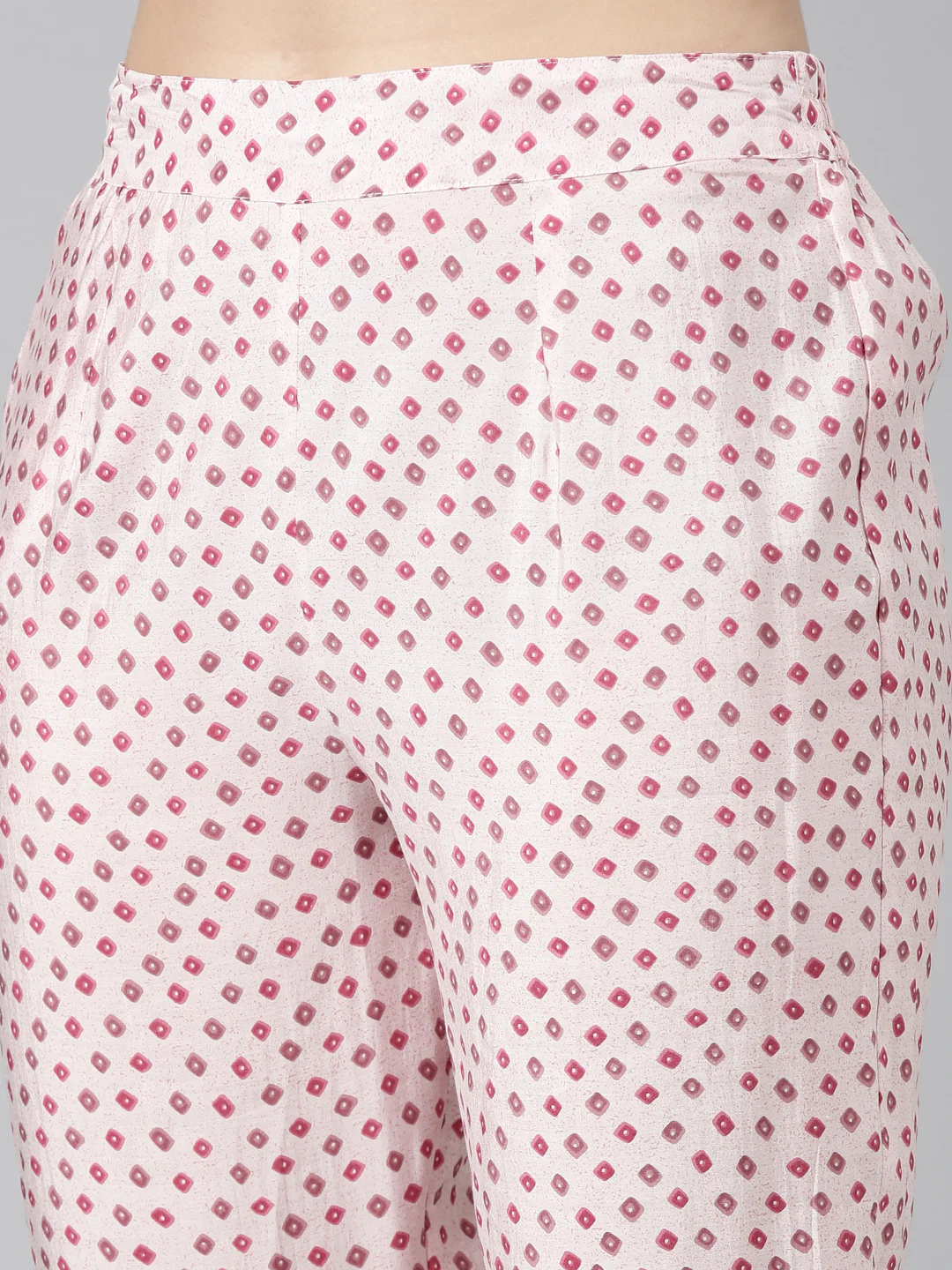 Neerus Pink Pleated Straight Printed Kurta And Trousers With Dupatta - Image 6