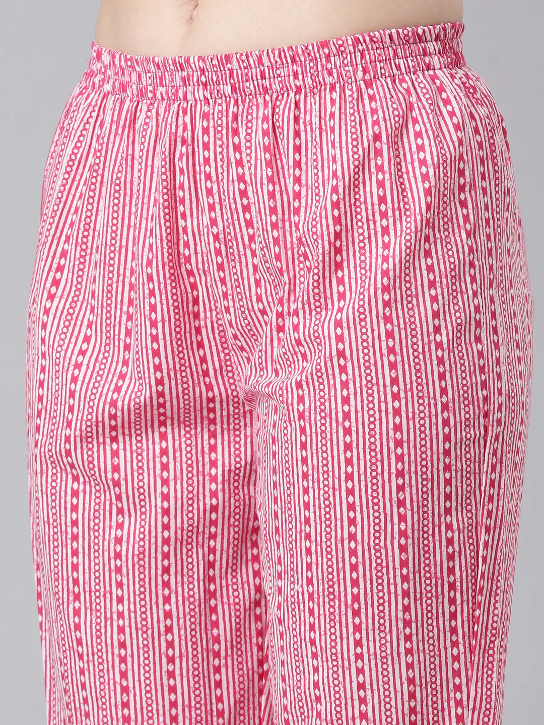 Neerus Pink Printed Anarkali Kurta and Trousers With Dupatta - Image 6