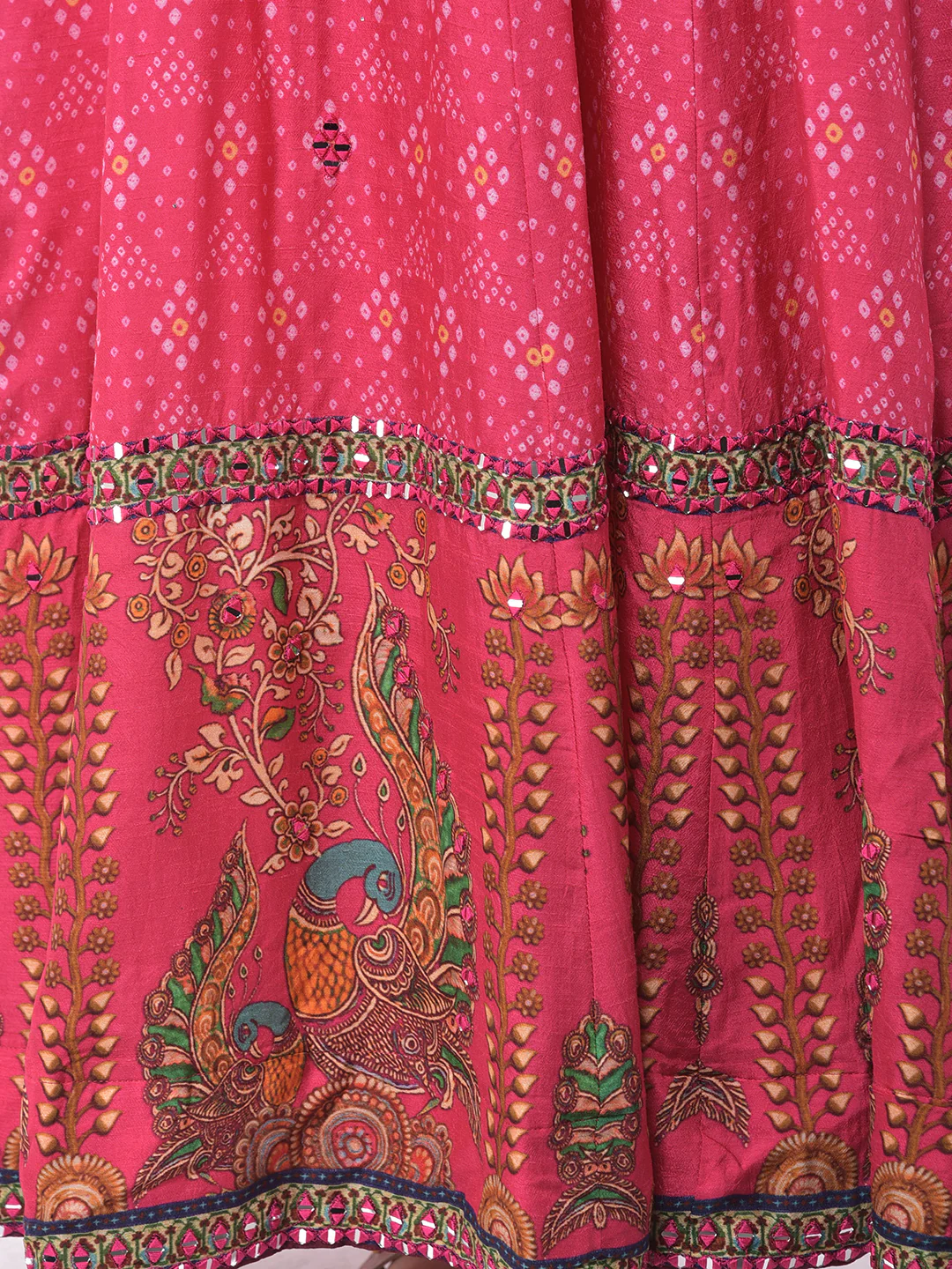 Neerus Pink Printed Anarkali Kurta With Dupatta - Image 5