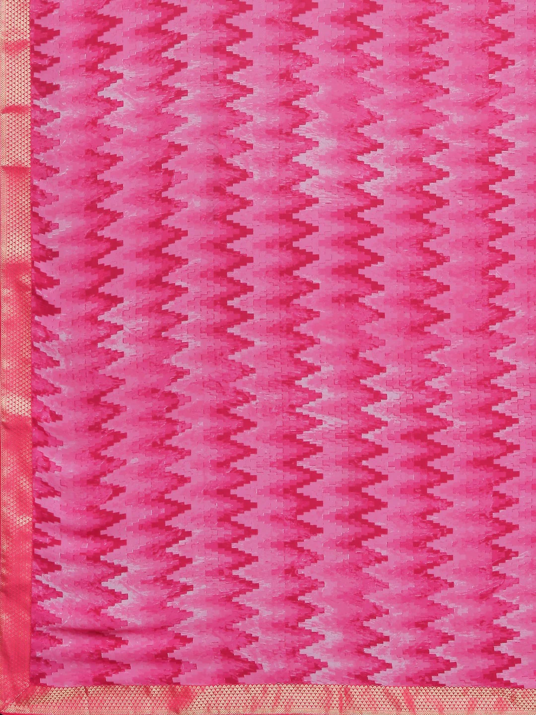 Neerus Pink Printed Saree With Blouse - Image 4