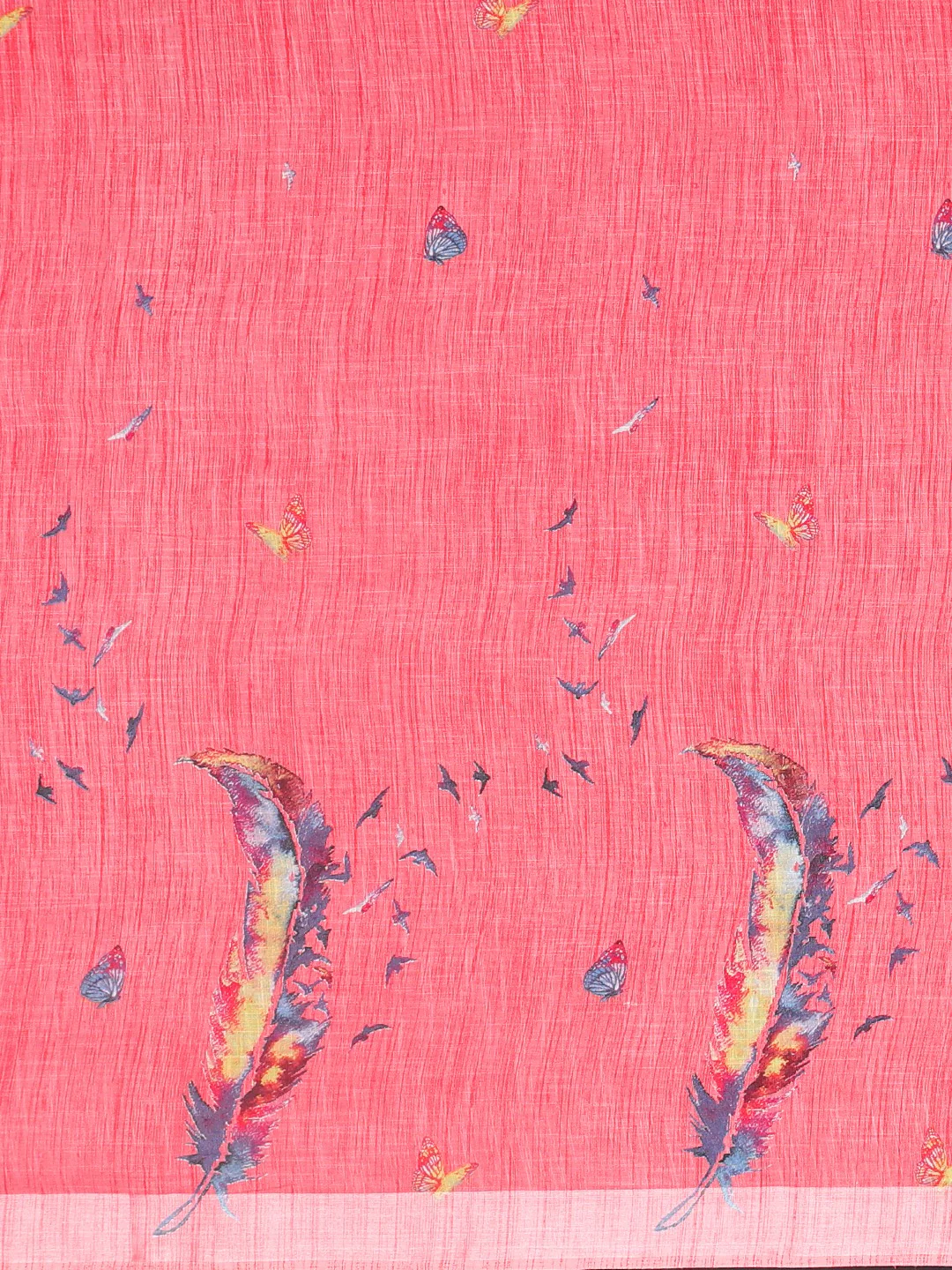 Neerus Pink Printed Saree With Blouse - Image 3