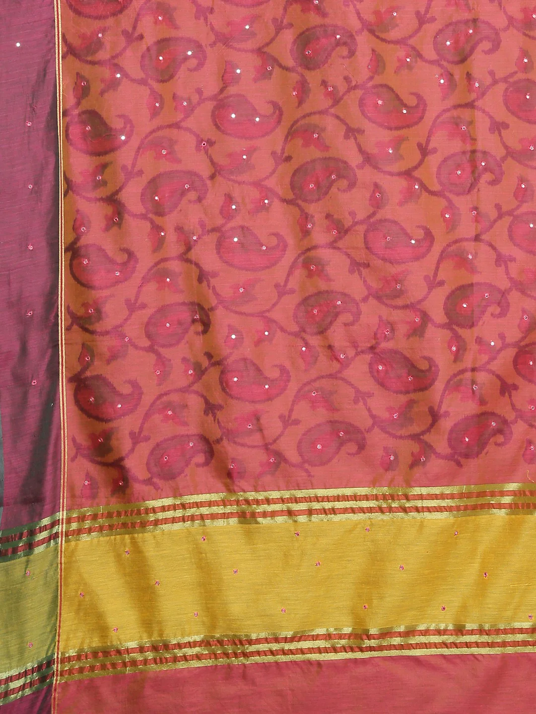 Neerus Pink Printed Saree With Blouse - Image 4