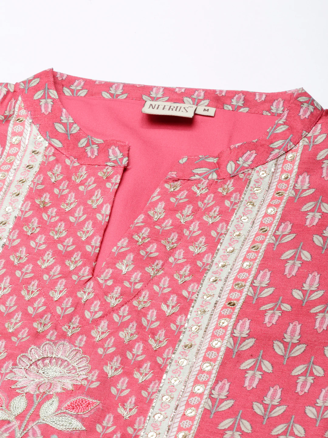 Neerus Pink Regular Anarkali Kurta and Trousers With Dupatta - Image 4