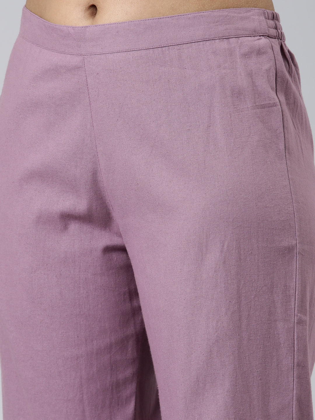Neerus Pink Regular Calf Length Printed Kurta Solid Trousers - Image 5