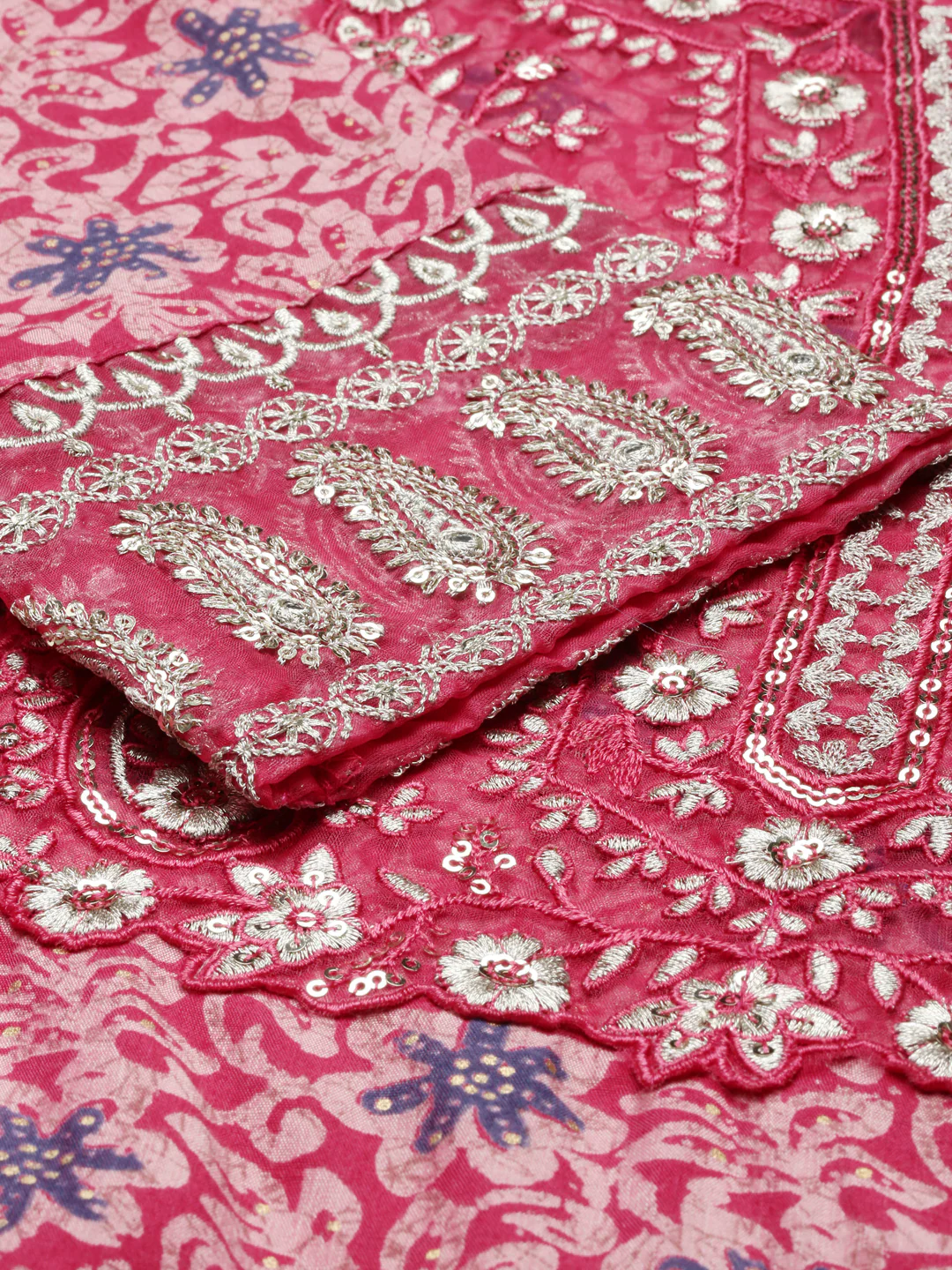 Neerus Pink Regular Knee Length Printed Kurta Printed Trousers With Dupatta - Image 5
