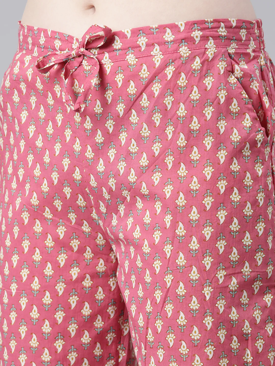 Neerus Pink Regular Knee Length Printed Kurta Printed Trousers With Dupatta - Image 6