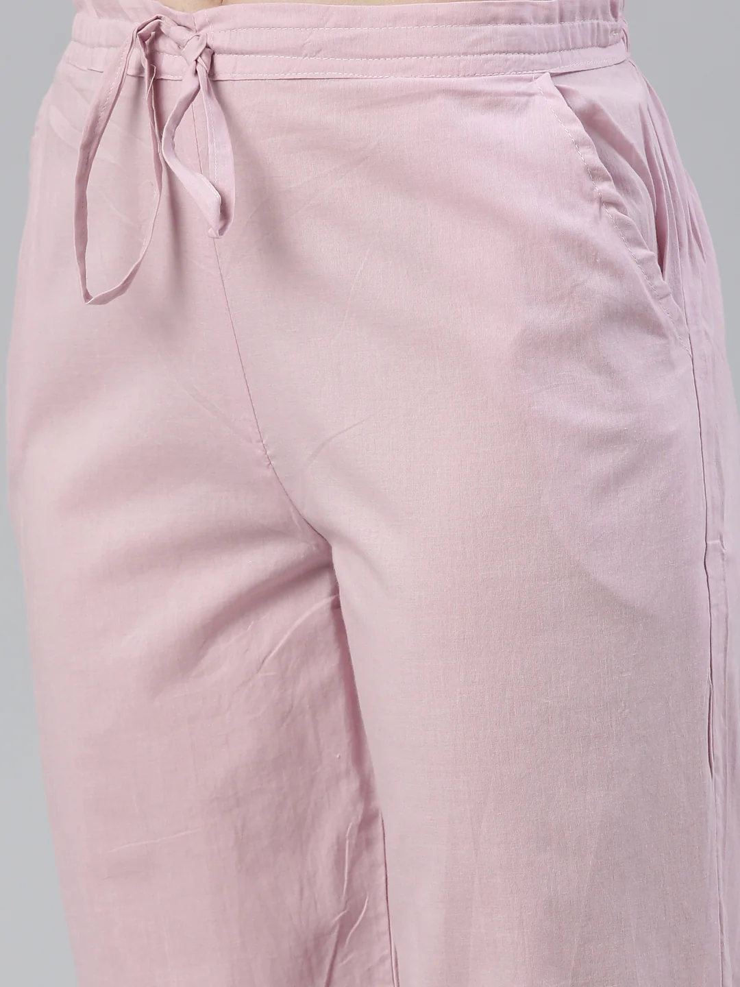 Neerus Pink Regular Knee Length Solid Kurta Solid Trousers With Dupatta - Image 6