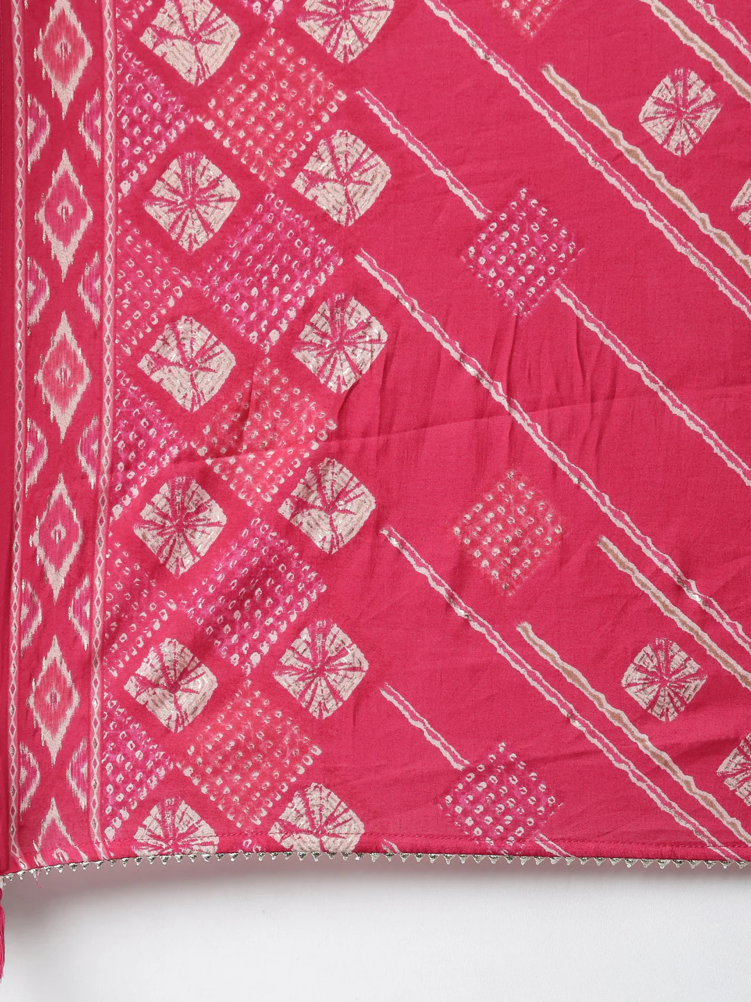 Neerus Pink Regular Straight Bandhani Kurta And Trousers With Dupatta - Image 7
