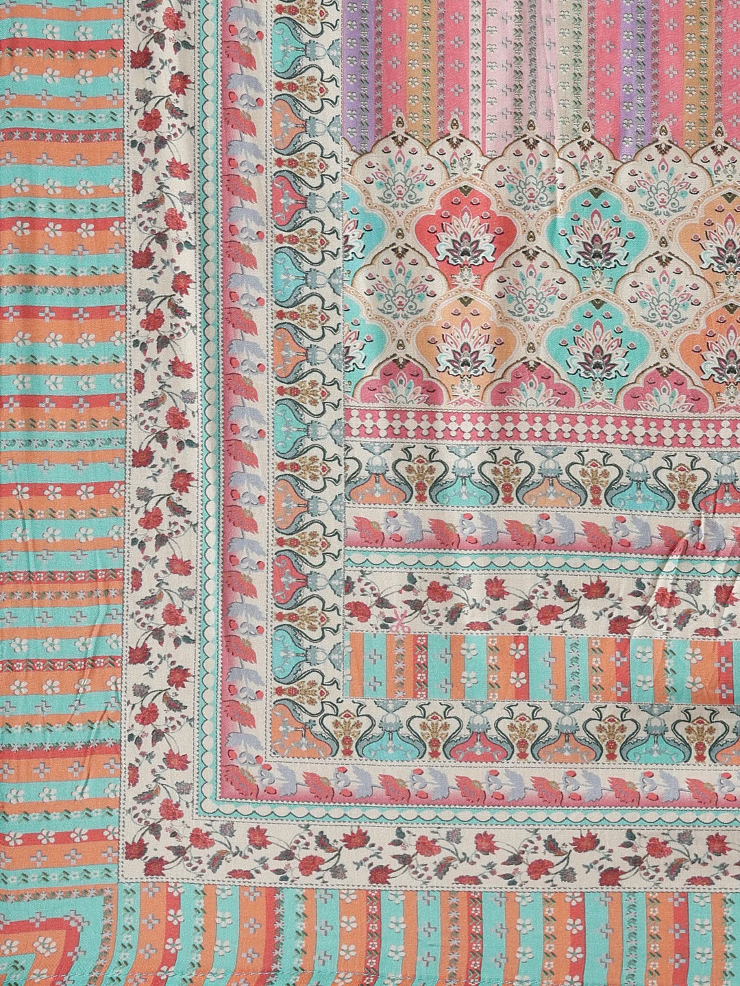 Neerus Pink Regular Straight Chevron Kurta And Trousers With Dupatta - Image 7