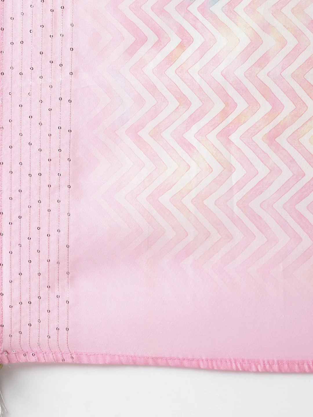 Neerus Pink Regular Straight Chevron Kurta And Trousers With Dupatta - Image 7