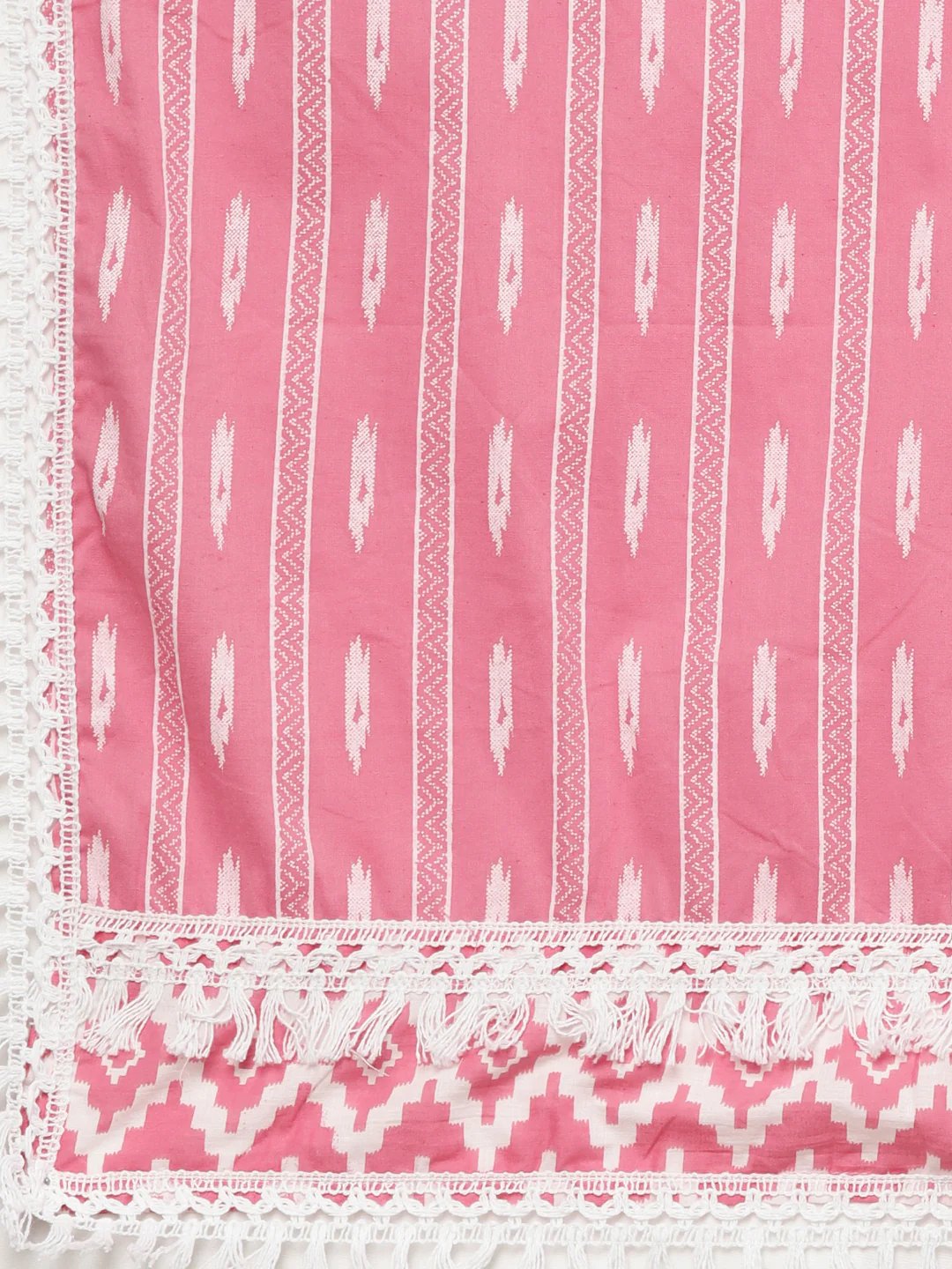Neerus Pink Regular Straight Chevron Kurti And  Palazzos With Dupatta - Image 7